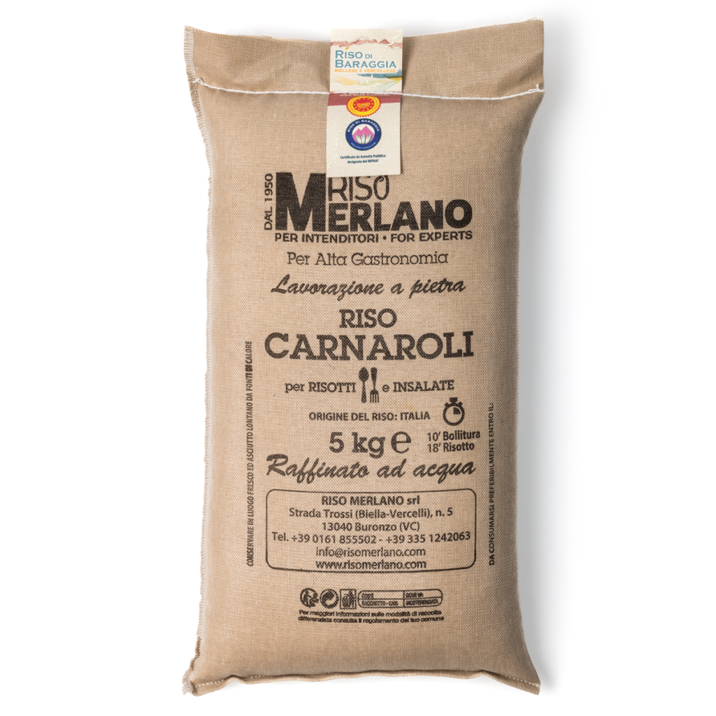 Riso di Baraggia Biellese e Vercellese Carnaroli DOP 5Kg TELA Riso